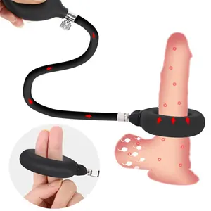 Opblaasbare Cock Ringen Kunstkut Siliconen <span class=keywords><strong>Penis</strong></span> Pomp Uitbreiding Apparaat Scrotum Squeeze Binding Mannen <span class=keywords><strong>Ring</strong></span> Speeltjes voor Mannen - Product Image 1