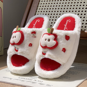 Quality Assurance Apple slippers Artificial Fur Lining Slipper Strap TPR Sole Kids slippers for Girls With Brand New - Product Image 3