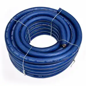 Cable de alimentación AWG, medidor de 2 GA, 25 pies, estañado OFC, de cobre, azul escarchado