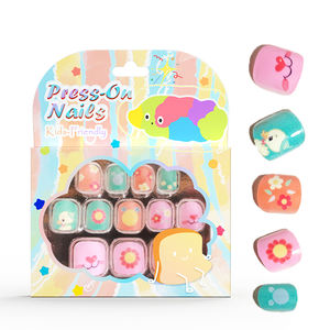 <span class=keywords><strong>Faux</strong></span> ongles extra petits taille pour enfants, fournitures à poser sur les ongles pour enfants, motifs mignons, <span class=keywords><strong>rose</strong></span> bébé, ongles carrés courts avec fleur - Product Image 6