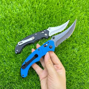 Cool Shape 440C Acero Axial Lock Premium Camping Cuchillo plegable con escala G10 Satén Pulido Pico Hoja dentada Cuchillo plegable - Product Image 3