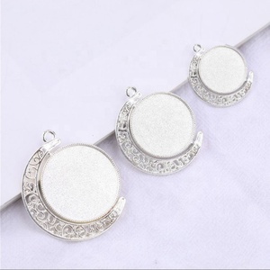 DIY Schmuck Zubehör Ramadan Crescent Moon Lünette Kreis Blank <span class=keywords><strong>Tray</strong></span> Charms Anhänger Cabochon Einstellungen Cameo Base für Halskette - Product Image 5