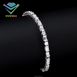 925 Sterling Sliver 18k Gold Plated VVS D Color Moissanite Emerald Cut Pass Diamond Tester GRA Certificate Tennis <b>Bracelet</b> Gift - Product Image 4