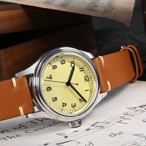 Vintage 38.5mm NH35 Style automatique hommes montre-bracelet mécanique <span class=keywords><strong>saphir</strong></span> 10Bar bracelet en <span class=keywords><strong>cuir</strong></span> plongeur résistant à l'eau pointeur - Product Image 4