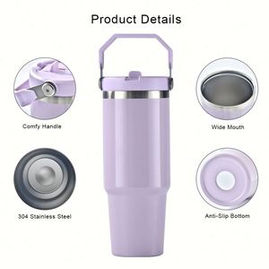 Vaso Térmico Personalizado con Logotipo de 30 oz, Taza de Café de Acero Inoxidable de Doble Pared con Aislamiento al Vacío, Vasos de Viaje para Auto de 30 oz con Asa y Tapa - Product Image 3