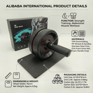 Rueda Abdominal para Ejercicios con Rodillera de EVA, 76mm de Ancho, TPR Overmolding, Entrenamiento de Fuerza del Core, Rodillo Abdominal para Gimnasio en Casa - Product Image 3