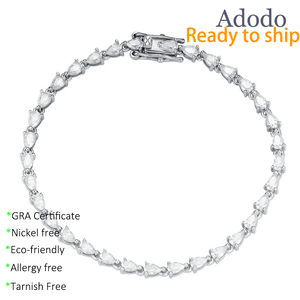 Sofisticato Bracciale Tennis con Moissanite Taglio a Pera in <span class=keywords><strong>Argento</strong></span> S925, Chiusura a Scatola Robusta, Anti-Appannamento, Regalo Speciale per Lei - Product Image 1