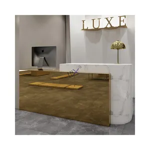 LUX Customized Factory Custom Ladies Clothing Shop Design With Golden Electroplate Surface For Garment display Counter