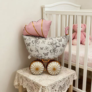Globo de Aluminio con Forma de Cochecito de Bebé Personalizado al por Mayor, Decoración <span class=keywords><strong>para</strong></span> Primer <span class=keywords><strong>Cumpleaños</strong></span>, Fiesta de 100 Días, Baby Shower - Product Image 4