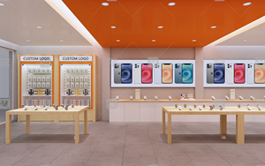 휴대 전화 상점 디스플레이 캐비닛 벽걸이 형 디스플레이 모바일 전자 부품 강철 나무 선반 디스플레이 스탠드 - Product Image 4