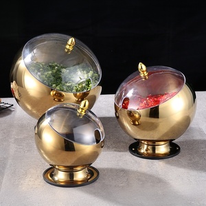 <span class=keywords><strong>Bol</strong></span> rond en acier inoxydable doré avec couvercle, design moderne, origine Guangdong, pour hôtel, restaurant, cantine - Product Image 5