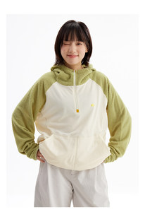 Série <span class=keywords><strong>Montagne</strong></span> – Sweat à capuche unisexe mi-zippé en polaire nuage color-block, avec cordon <span class=keywords><strong>de</strong></span> serrage, isolant thermique, coupe ample, manches raglan, pour l'extérieur - Product Image 4