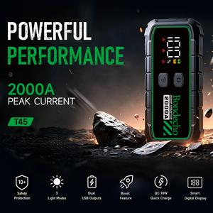 2000A 74Wh Smart Jump Starter,12V Portable Car <b>Battery</b> Booster With 3-Mode Light, Jumper <b>Cables</b> for up to 8.5L Gas/6.0L BE-T45 S - Product Image 4