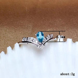 Anillo de Plata 925 con Zafiro para Mujer F162, Corte Pera, Engaste de Garra, Joyería Romántica de Compromiso, Gemelos y Pasadores de Corbata Finos - Product Image 5