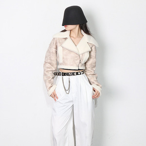 Giacca in Denim da <span class=keywords><strong>Donna</strong></span> 2023 con Maniche Lunghe, Patchwork in Pelle PU Traspirante e Fodera in <span class=keywords><strong>Shearling</strong></span> - Product Image 6