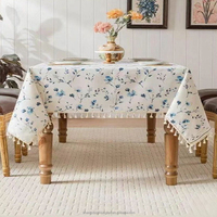 Nappe florale rectangle, nappe élégante en coton polyester de style campagnard pour fêtes, table à manger de cuisine
