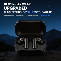 Earphone Nirkabel Bluetooth 5.4 Kualitas Suara Tinggi Peredam Kebisingan Setengah di Dalam Telinga Jangkauan Ultra Jauh Promosi Kustomisasi