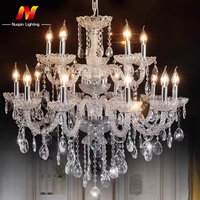 Lustre suspendu sur mesure de luxe extra large pour salle de banquet d'hôtel, style vintage, LED moderne, en cristal, avec bougies