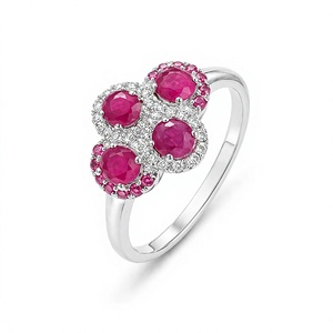Bague sertie de rubis et de diamants en argent sterling 925 plaqué rhodium - Product Image 1