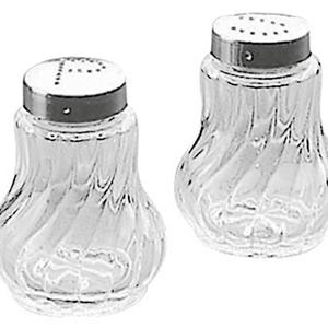 Ensemble de salière et poivrière 2 pièces en verre avec couvercles métalliques pour utilisation sur table - Product Image 1