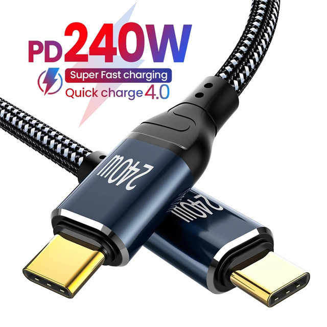 PD3.1 240W USB C to Type C Cable 90 Degree 5A Fast Charge Type-c Cord for Macbook Samsung Xiaomi Charger Wire