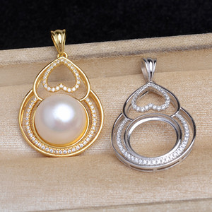 Pendentif en argent S925 Wenchi en forme de gourde avec coquille de cheval, serti de 13,4 à 13,6 mm, accessoire de bricolage pour bijoux en perles, 13507 Chine - Product Image 1