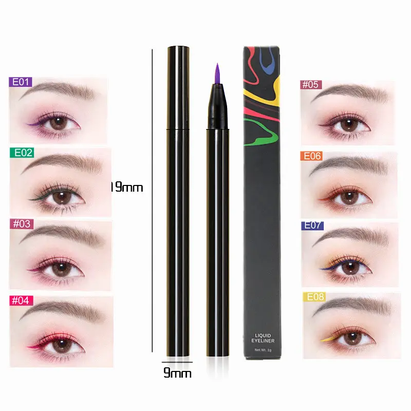 Bester Großhandel Private label wasserdicht schwarz attraktives Design bunte schnelle einfache mehrfarbige flüssige Eyeliner Bleistift für Auge