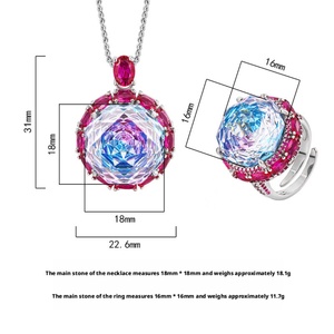 Ensemble de boucles d'oreilles pendantes élégantes en cuivre écologique, zircon rose taillé 18-16mm, changeant de couleur, ensemble de bijoux en zircone de haute qualité - Product Image 2