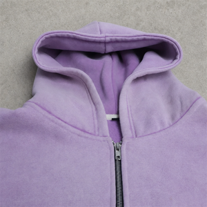 Sudadera con capucha personalizada de 480GSM con doble cremallera, negra, estilo vintage, desgastada, streetwear, lavado ácido, fabricante de sudaderas con capucha lisas - Product Image 2