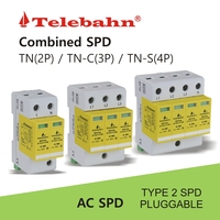 Telebahn 4P 20kA-40kA T2 275V AC SPD KEMA Dispositif de protection contre les surtensions pour triphasé