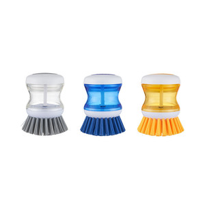 Handy Automatic <b>Liquid</b>-Adding Dishwashing Pot Brush Kitchen Home Silver Eco-Friendly Plastic Handle <b>Silicone</b> Sponge Brush - Product Image 3