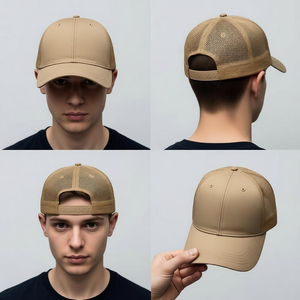 Casquette de camionneur personnalisée avec logo brodé, tissu en maille, 6 panneaux, réglable, unisexe, décontractée, printemps-été - Product Image 3