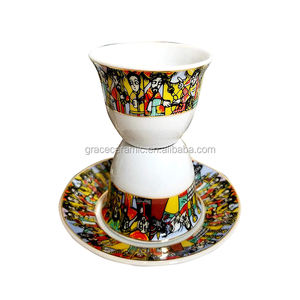Reine de Saba 16 pièces service à café éthiopien éthiopien érythréen Art traditionnel tasse à café en porcelaine - Product Image 5