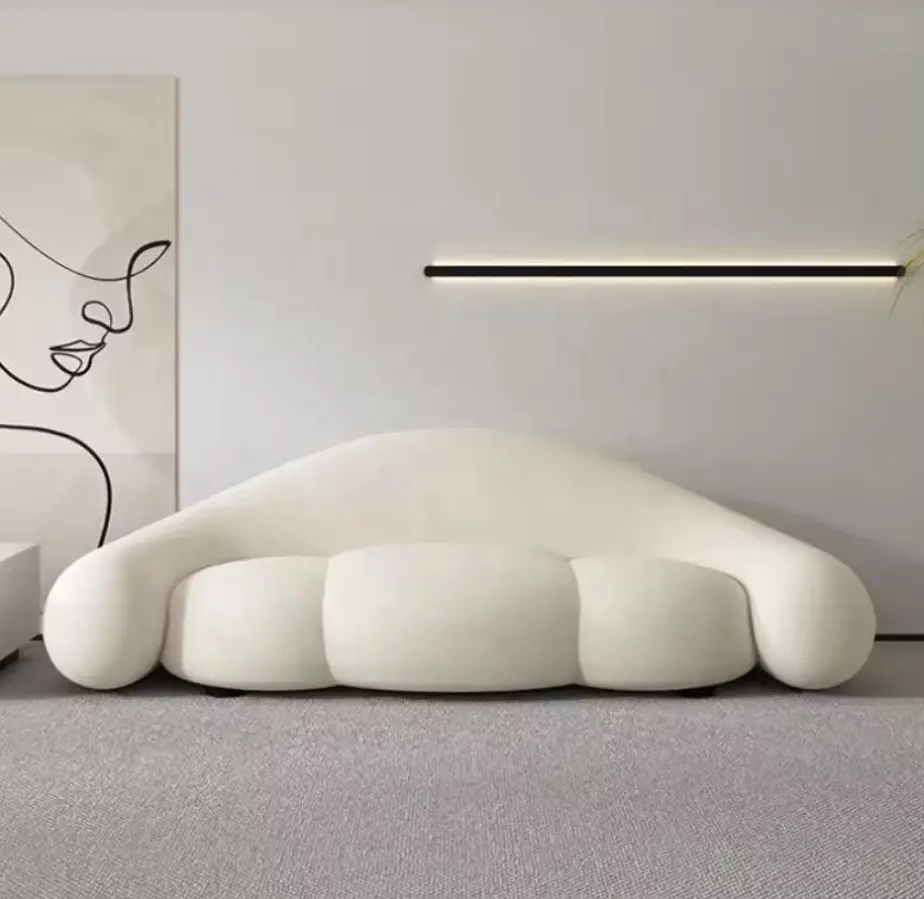 أريكة غرفة معيشة حديثة صغيرة بتصميم إبداعي أريكة صالون تجميل منحنية أريكة استقبال متجر