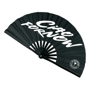 Custom Logo Printing 33cm Polyester Satin Bamboo <b>Fan</b> Portable <b>Large</b> 34cm Rainbow Rave <b>Fans</b> Painted Technique Gay Pride Rainbowl - Product Image 2