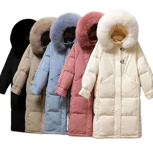 Women's Parkas Women's Solid Color Long Hooded Lace Up Cotton Jacket Pocket Long Womens Puffer Jackets Plus Size