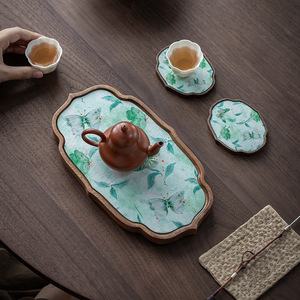 Walnut Wood <b>Tea</b> Tray Small Chinese Style Retro <b>Tea</b> <b>Set</b> Holder For Home Use - Product Image 3