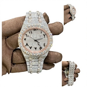 Montre en acier inoxydable de luxe Hip Hop avec cadran en verre, diamants Moissanite VS1, résistante à l'eau 10 bars, pour homme - Product Image 1