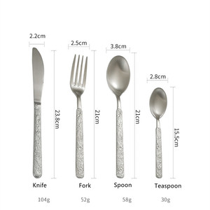 Unique Stainless Steel 304 Knife and Fork Spoon Royal Stone Pattern Handle Cutlery Silver Flatware <b>Sets</b> - Product Image 2