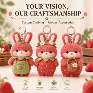 Fabricante de Llaveros de Peluche de Conejo <span class=keywords><strong>Fresa</strong></span> Personalizados OEM ODM, Venta al por Mayor de Colgantes de Animales de Peluche Suaves para Bolsos, Regalo Directo de Fábrica - Product Image 5