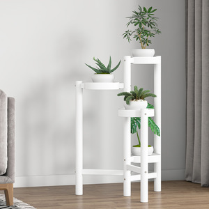 Soporte para plantas de varios niveles, color blanco, 3 macetas, independiente, para sala de estar, estilo nórdico, estante de almacenamiento para suculentas y plantas - Product Image 1
