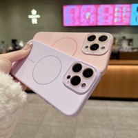 Coque arrière en silicone liquide magnétique originale pour iPhone 16 14 11 12 13 15 Pro Max Housse de protection à chargement sans fil