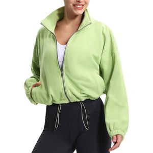 Veste courte en polaire pour femme FOXA, fermeture éclair intégrale, col montant, veste de sport avec poches, ourlet à cordon de serrage - Product Image 6
