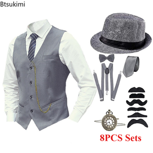 Nuevo Conjunto <span class=keywords><strong>de</strong></span> Accesorios <span class=keywords><strong>de</strong></span> Chaleco Retro Medieval para <span class=keywords><strong>Hombre</strong></span>, <span class=keywords><strong>Disfraz</strong></span> <span class=keywords><strong>de</strong></span> Cosplay <span class=keywords><strong>de</strong></span> <span class=keywords><strong>Gangster</strong></span>, Corbata, Sombrero, Chaleco, Chaleco Vintage Victoriano para <span class=keywords><strong>Hombre</strong></span>, Tallas S-6XL - Product Image 1