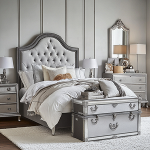 Juego de dormitorio con diseño de espejo, cama King Size, muebles personalizados, dormitorios completos modernos - Product Image 6