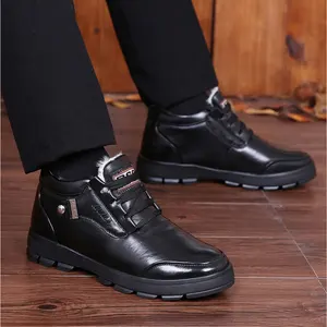 Mann Schuhe Leicht gewicht Winter Warme Knöchel Schneeschuhe Hochwertige Casual Schafspelz Herren Schuhe Kuh Leder Stiefel Für Mann