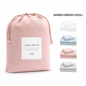 Ensemble <span class=keywords><strong>de</strong></span> draps <span class=keywords><strong>en</strong></span> viscose <span class=keywords><strong>de</strong></span> bambou 100% Oeko-tex, taille Queen, 300 fils, couleur unie, super doux, pour l'été - Product Image 1