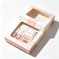 Boîte à ongles personnalisée gaufrée avec fenêtre, pliable, écologique, en papier rigide recyclé, auto-érectible, avec insert pour nail art