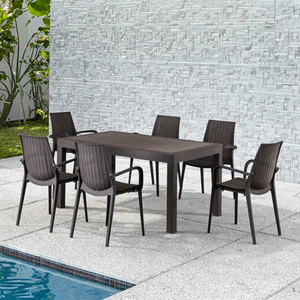 Mobilier de jardin économique très vendu Yoho Mobilier d'extérieur Ensemble de salle à manger en rotin plastique Ensemble table et chaises pour café - Product Image 1