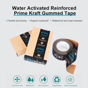 UJANG Custom <strong>Logo</strong> Printed Eco Friendly Biodegradable Water Activated Gum Brown Self Adhesive Kraft Paper <strong>Tape</strong> - Product Image 4